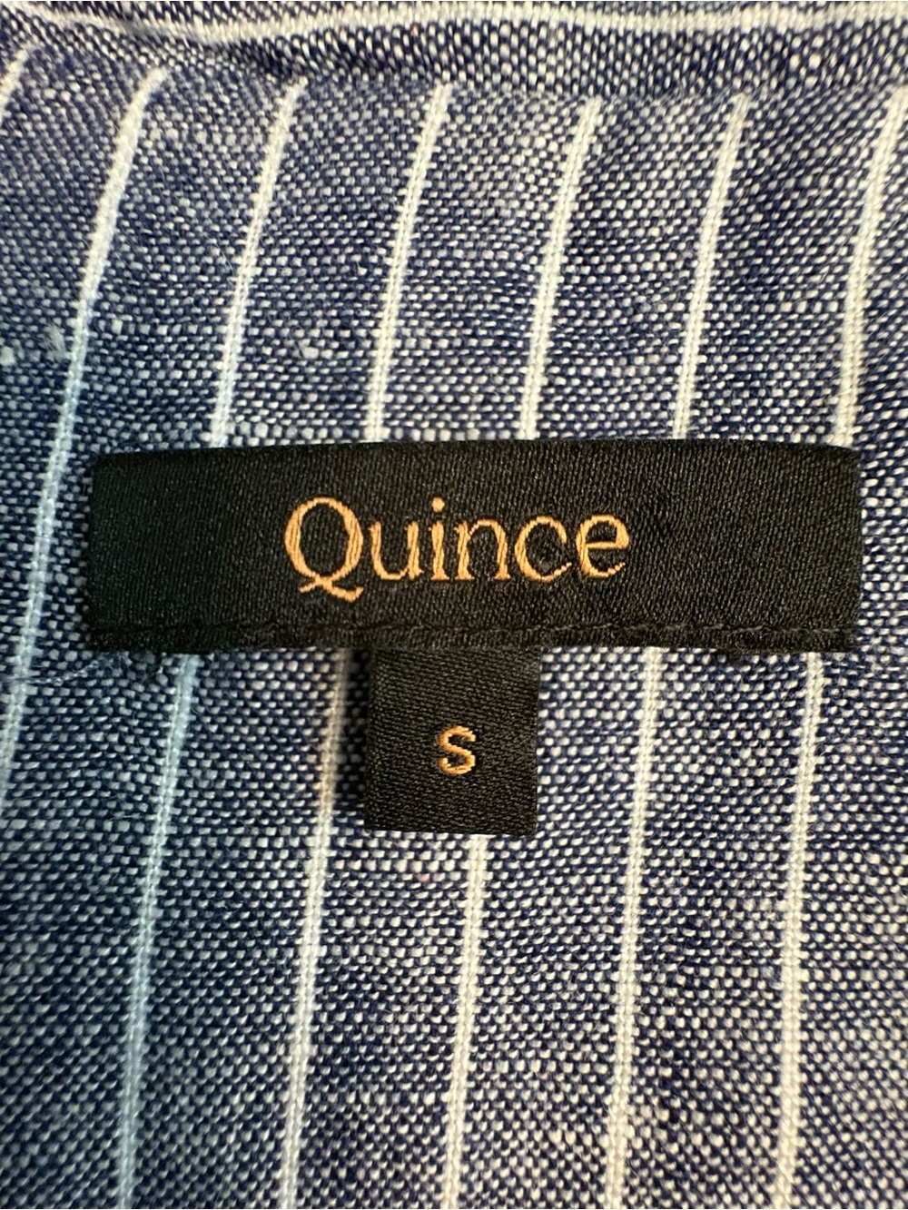 Quince Blue and White Pinstripe Midi Shirt Dress - Picture 6 of 9